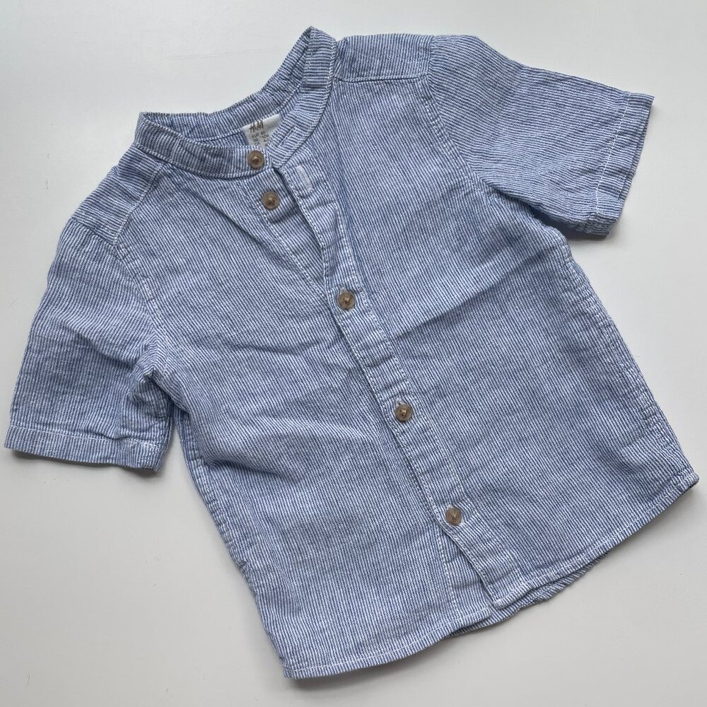 Toddler Boys Casual Pinstripe Button Down Short Sleeve Shirt